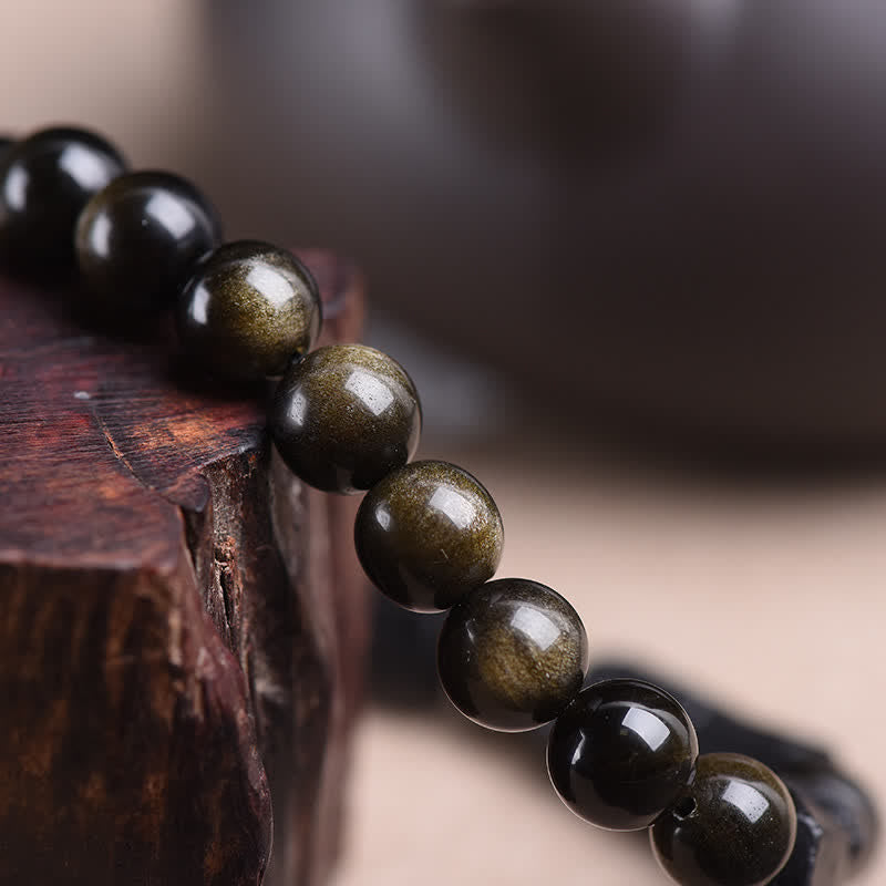 Wear FengShui Gold Sheen Obsidian Black Tourmaline Wealth Bracelet