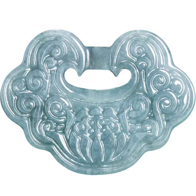 Wear FengShui Lotus Carved Jade Ruyi Abundance Prosperity Abundance Necklace Pendant