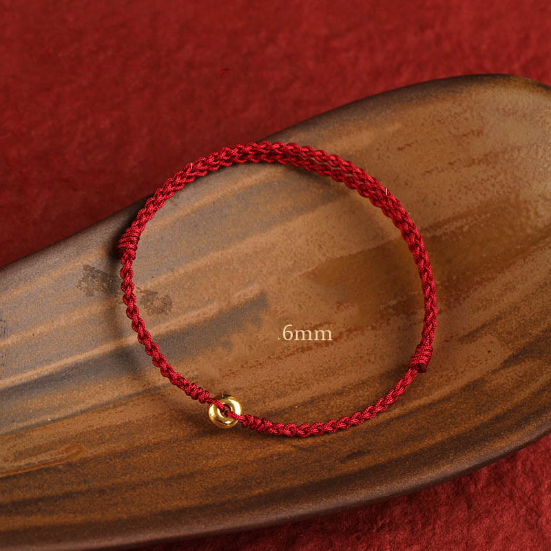 Wear FengShui 999 Gold Small Peace Buckle Red String Protection Luck Braided Bracelet Anklet