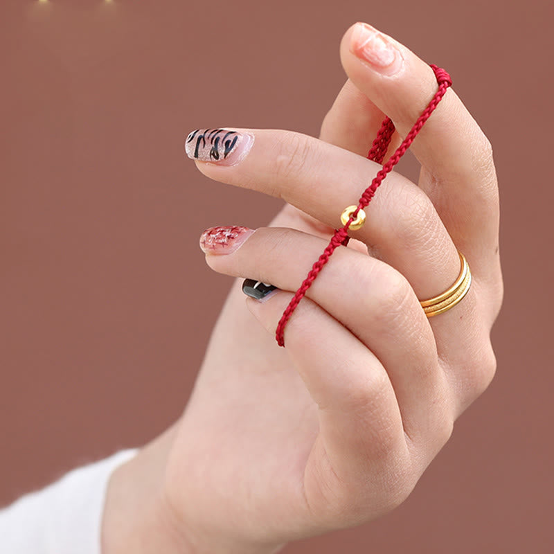 Wear FengShui 999 Gold Small Peace Buckle Red String Protection Luck Braided Bracelet Anklet