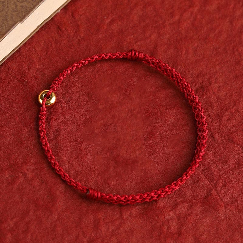 Wear FengShui 999 Gold Small Peace Buckle Red String Protection Luck Braided Bracelet Anklet