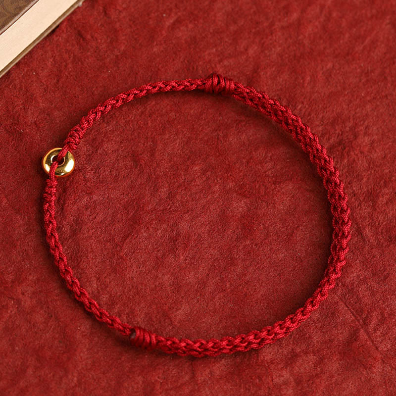 Wear FengShui 999 Gold Small Peace Buckle Red String Protection Luck Braided Bracelet Anklet
