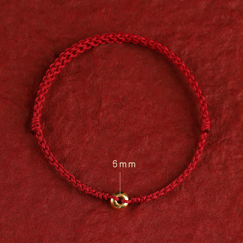 Wear FengShui 999 Gold Small Peace Buckle Red String Protection Luck Braided Bracelet Anklet