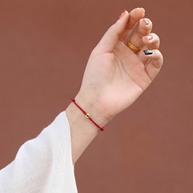 Wear FengShui 999 Gold Small Peace Buckle Red String Protection Luck Braided Bracelet Anklet
