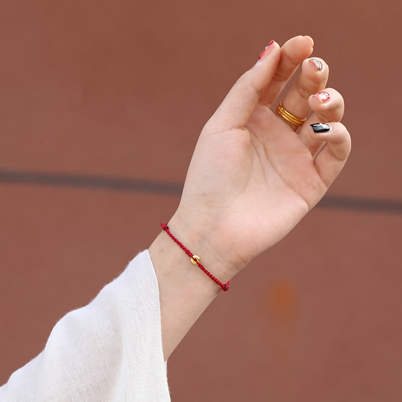 Wear FengShui 999 Gold Small Peace Buckle Red String Protection Luck Braided Bracelet Anklet