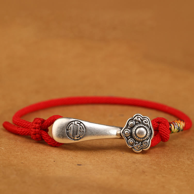 Wear FengShui 999 Sterling Silver Ruyi Stick String Protection Braided Bracelet