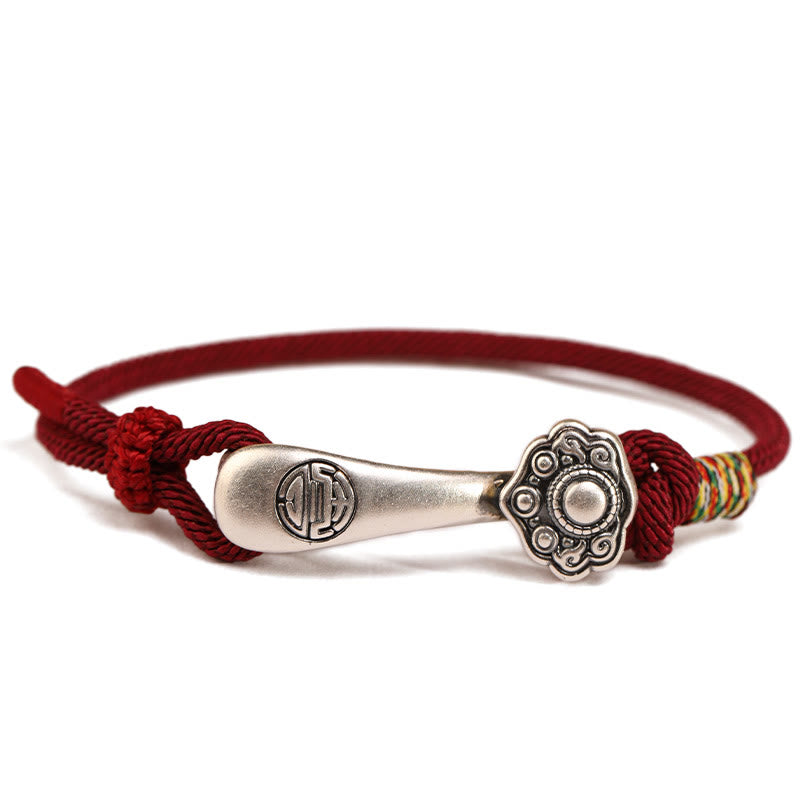 Wear FengShui 999 Sterling Silver Ruyi Stick String Protection Braided Bracelet
