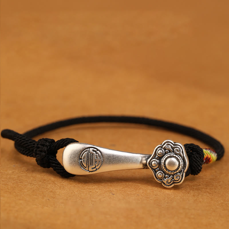 Wear FengShui 999 Sterling Silver Ruyi Stick String Protection Braided Bracelet