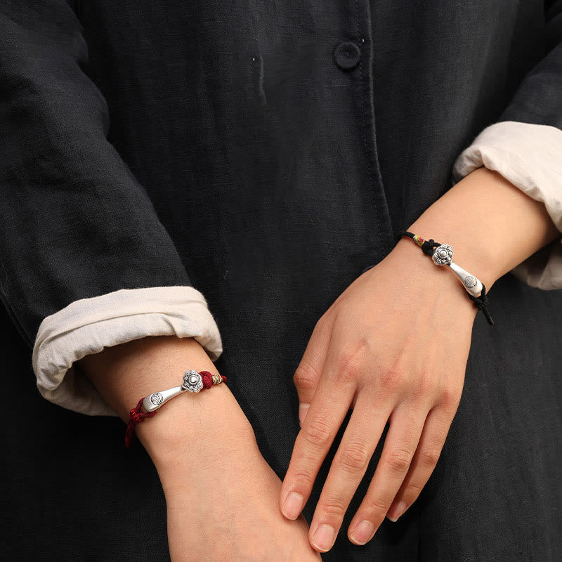 Wear FengShui 999 Sterling Silver Ruyi Stick String Protection Braided Bracelet