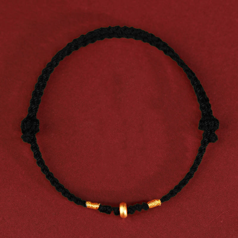 Wear FengShui 999 Gold Small Lucky Beads String Protection Luck Braided Bracelet Anklet