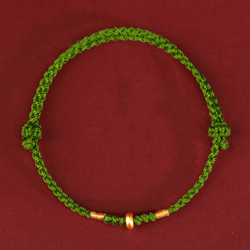 Wear FengShui 999 Gold Small Lucky Beads String Protection Luck Braided Bracelet Anklet
