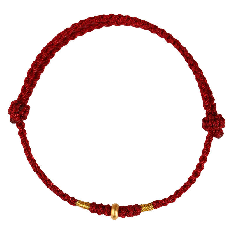 Wear FengShui 999 Gold Small Lucky Beads String Protection Luck Braided Bracelet Anklet