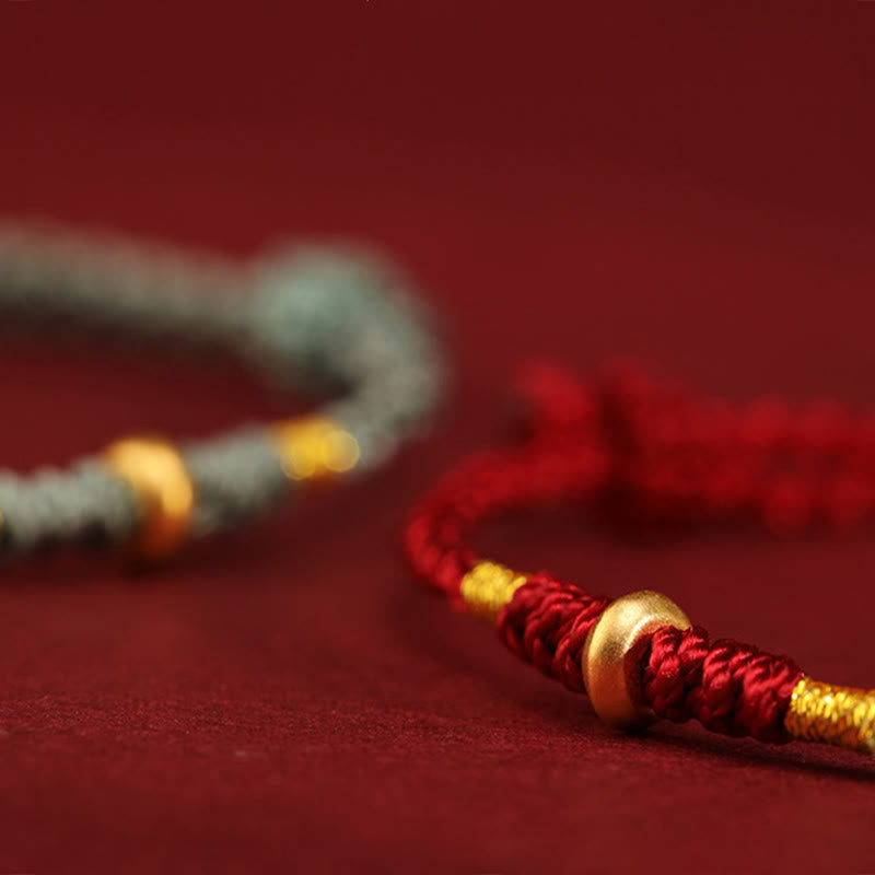 Wear FengShui 999 Gold Small Lucky Beads String Protection Luck Braided Bracelet Anklet