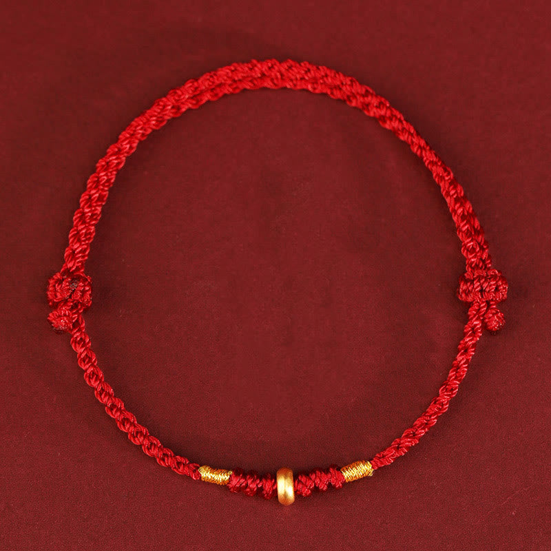 Wear FengShui 999 Gold Small Lucky Beads String Protection Luck Braided Bracelet Anklet
