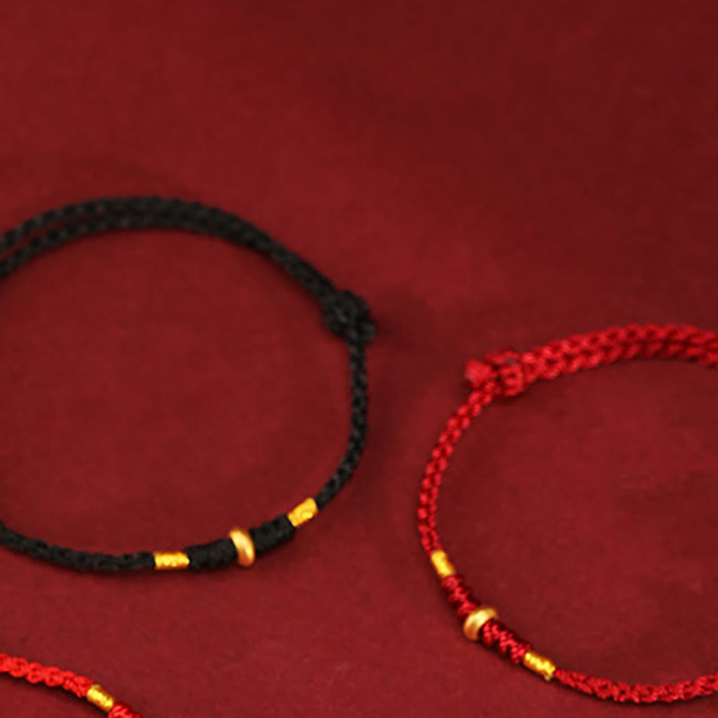 Wear FengShui 999 Gold Small Lucky Beads String Protection Luck Braided Bracelet Anklet