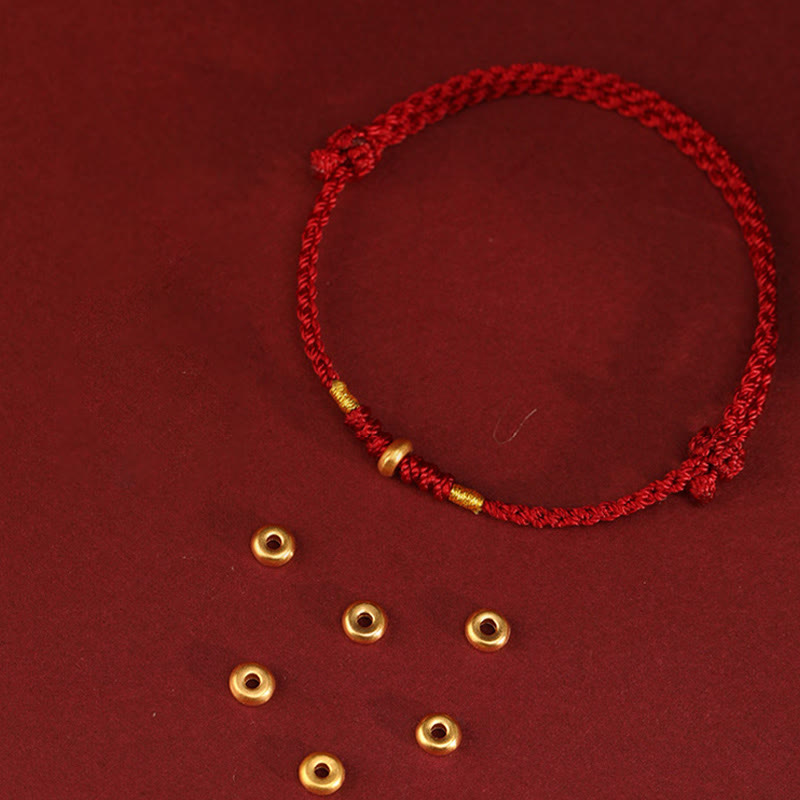 Wear FengShui 999 Gold Small Lucky Beads String Protection Luck Braided Bracelet Anklet