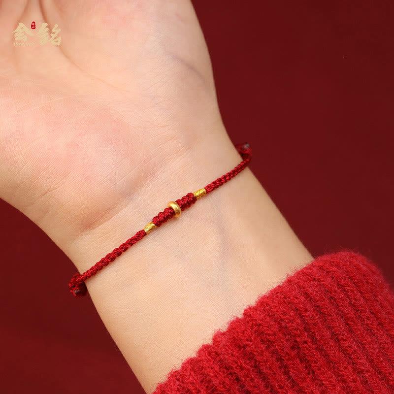 Wear FengShui 999 Gold Small Lucky Beads String Protection Luck Braided Bracelet Anklet