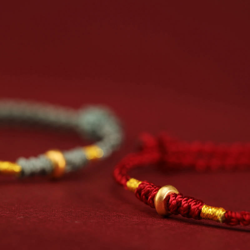 Wear FengShui 999 Gold Small Lucky Beads String Protection Luck Braided Bracelet Anklet