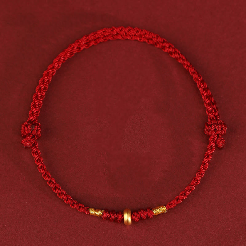 Wear FengShui 999 Gold Small Lucky Beads String Protection Luck Braided Bracelet Anklet