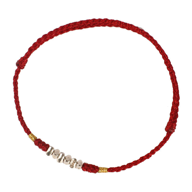 Wear FengShui 925 Sterling Silver String Protection Luck Ultra-Thin Braided Bracelet Anklet