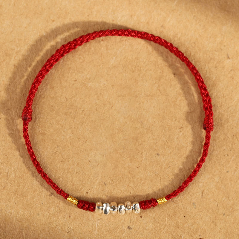 Wear FengShui 925 Sterling Silver String Protection Luck Ultra-Thin Braided Bracelet Anklet