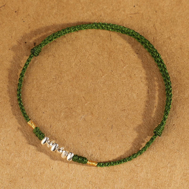 Wear FengShui 925 Sterling Silver String Protection Luck Ultra-Thin Braided Bracelet Anklet