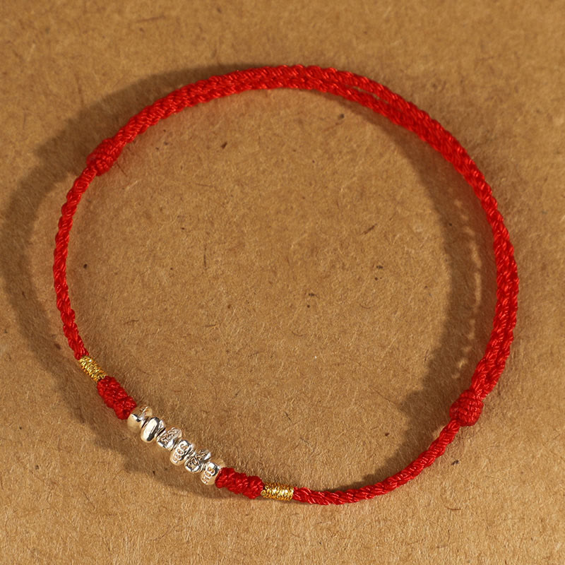 Wear FengShui 925 Sterling Silver String Protection Luck Ultra-Thin Braided Bracelet Anklet
