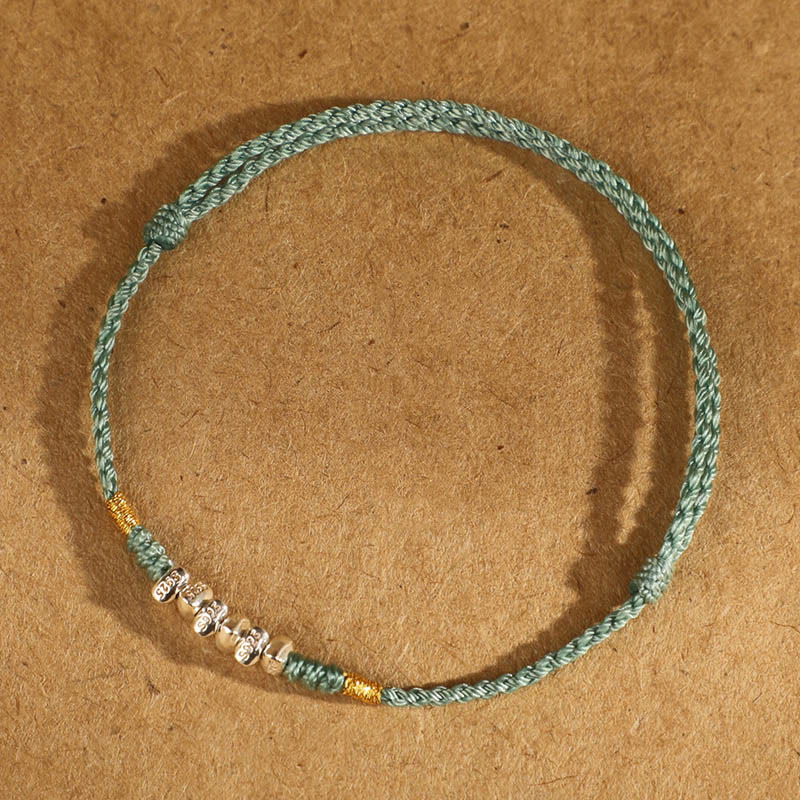 Wear FengShui 925 Sterling Silver String Protection Luck Ultra-Thin Braided Bracelet Anklet