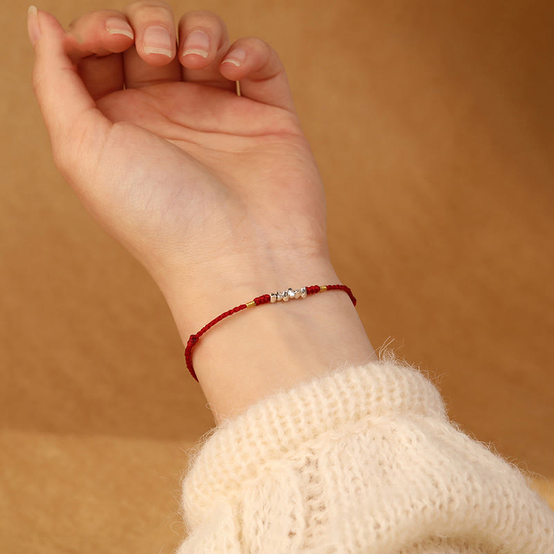 Wear FengShui 925 Sterling Silver String Protection Luck Ultra-Thin Braided Bracelet Anklet