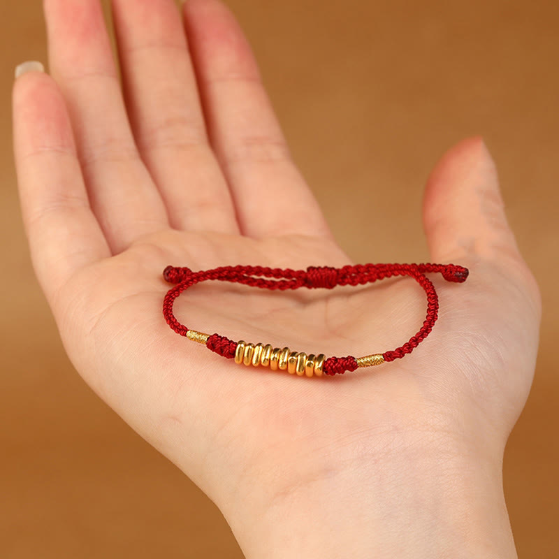 Wear FengShui 999 Gold Small Pieces String Protection Luck Ultra-Thin Braided Bracelet