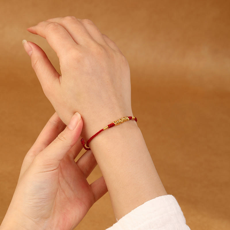 Wear FengShui 999 Gold Small Pieces String Protection Luck Ultra-Thin Braided Bracelet