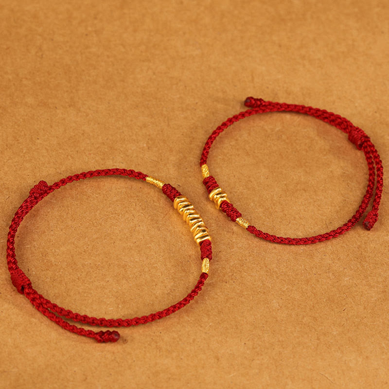 Wear FengShui 999 Gold Small Pieces String Protection Luck Ultra-Thin Braided Bracelet