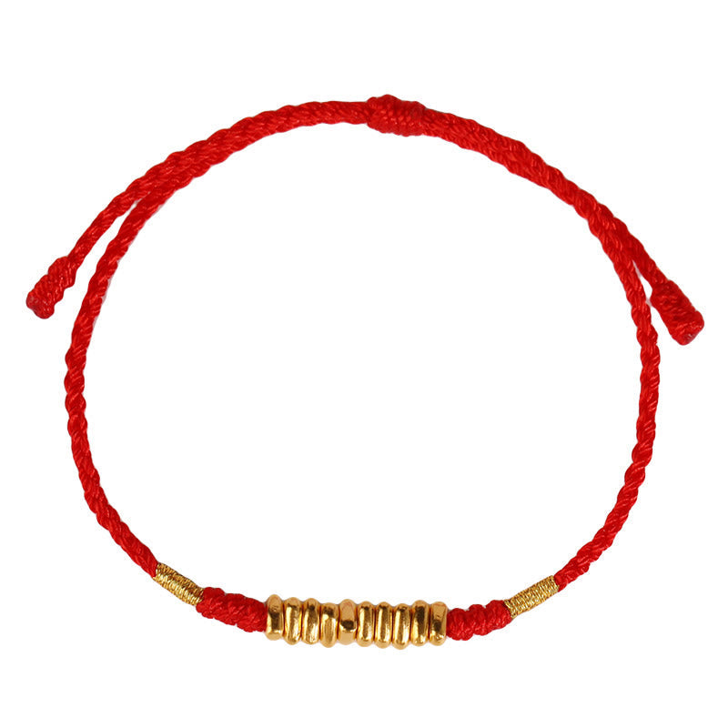 Wear FengShui 999 Gold Small Pieces String Protection Luck Ultra-Thin Braided Bracelet