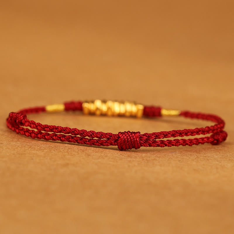 Wear FengShui 999 Gold Small Pieces String Protection Luck Ultra-Thin Braided Bracelet