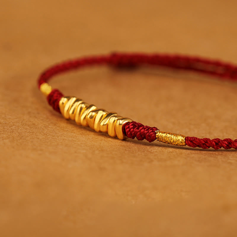 Wear FengShui 999 Gold Small Pieces String Protection Luck Ultra-Thin Braided Bracelet