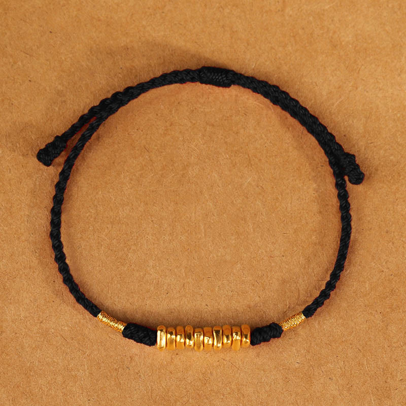 Wear FengShui 999 Gold Small Pieces String Protection Luck Ultra-Thin Braided Bracelet