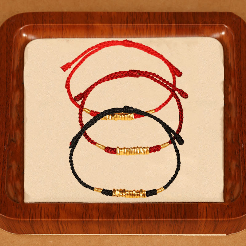 Wear FengShui 999 Gold Small Pieces String Protection Luck Ultra-Thin Braided Bracelet