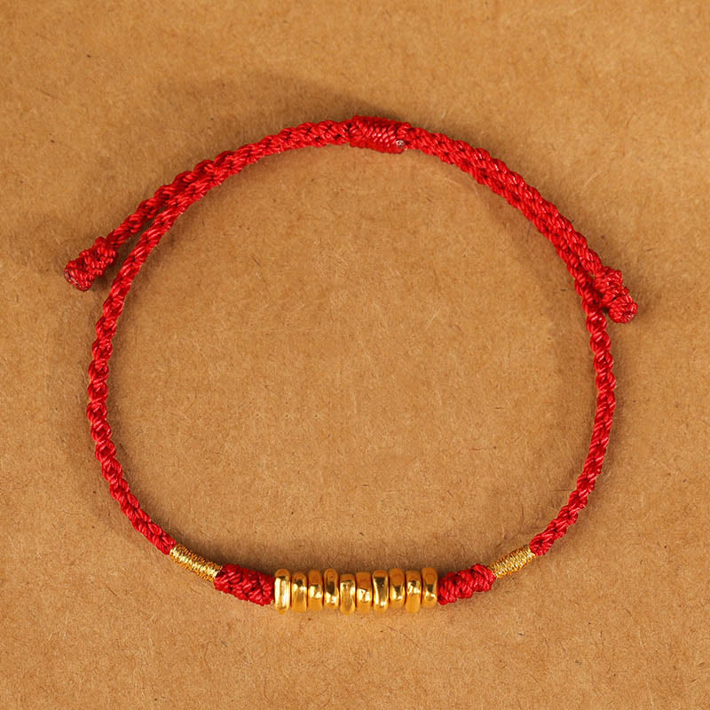 Wear FengShui 999 Gold Small Pieces String Protection Luck Ultra-Thin Braided Bracelet