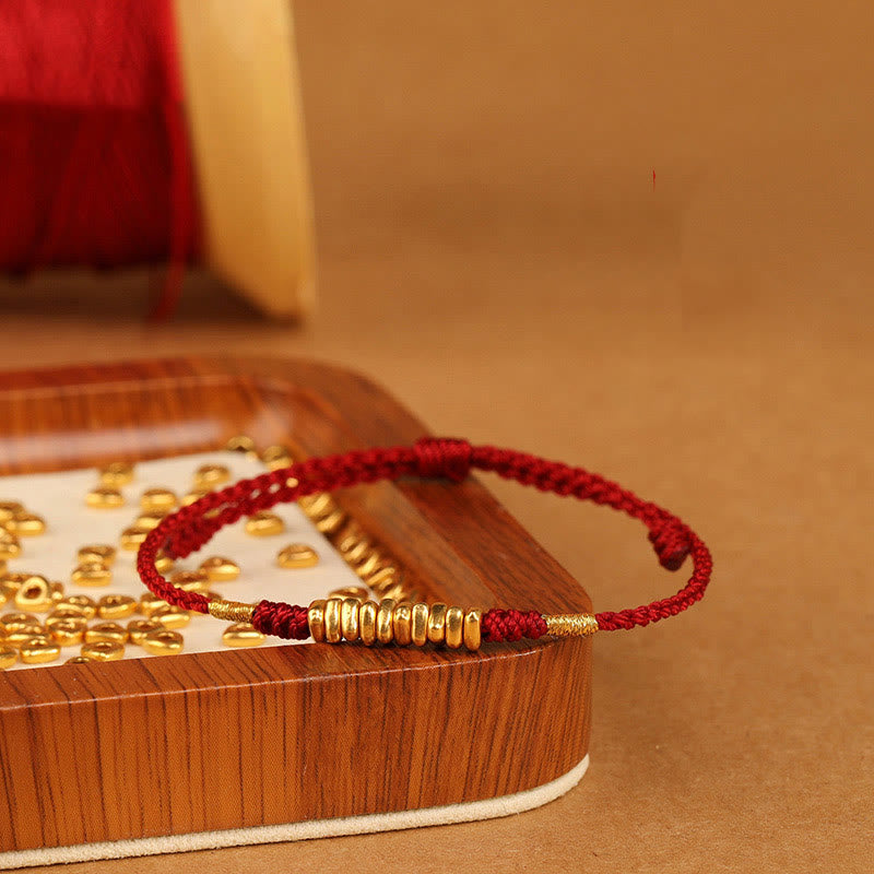 Wear FengShui 999 Gold Small Pieces String Protection Luck Ultra-Thin Braided Bracelet