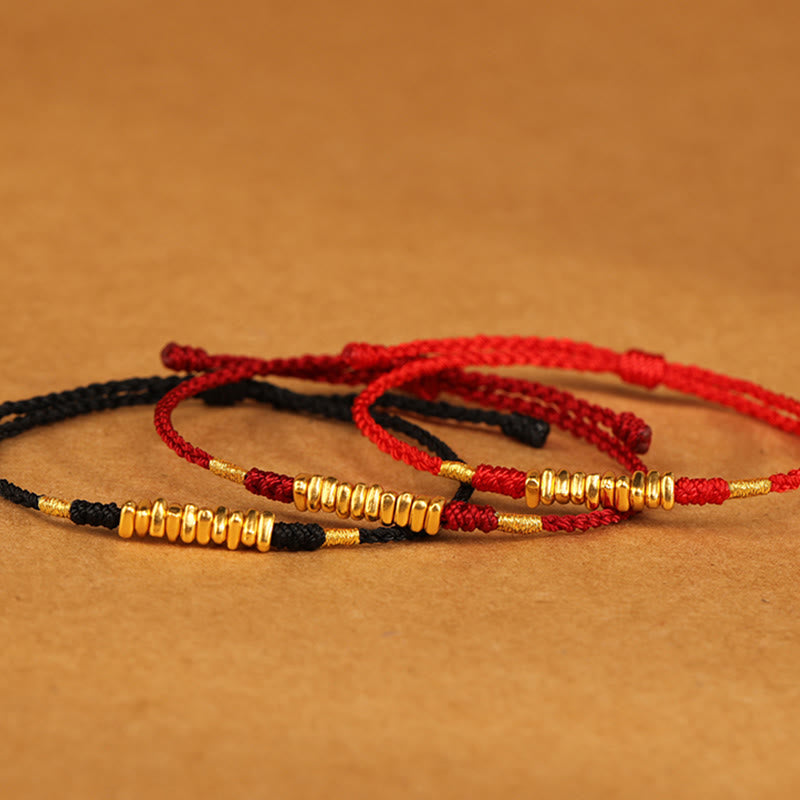Wear FengShui 999 Gold Small Pieces String Protection Luck Ultra-Thin Braided Bracelet