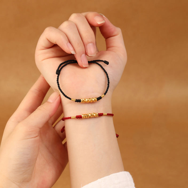 Wear FengShui 999 Gold Small Pieces String Protection Luck Ultra-Thin Braided Bracelet