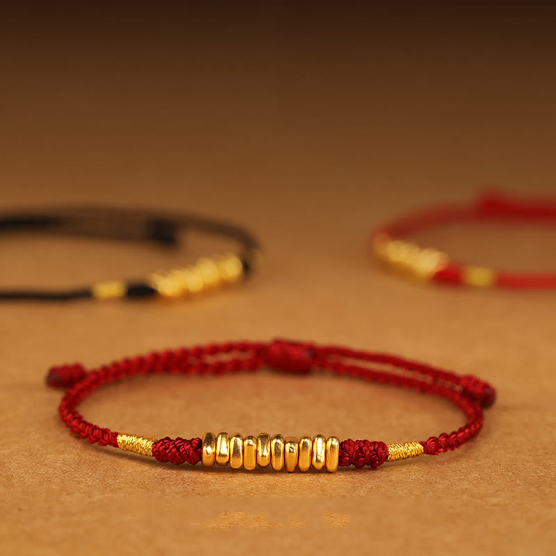 Wear FengShui 999 Gold Small Pieces String Protection Luck Ultra-Thin Braided Bracelet