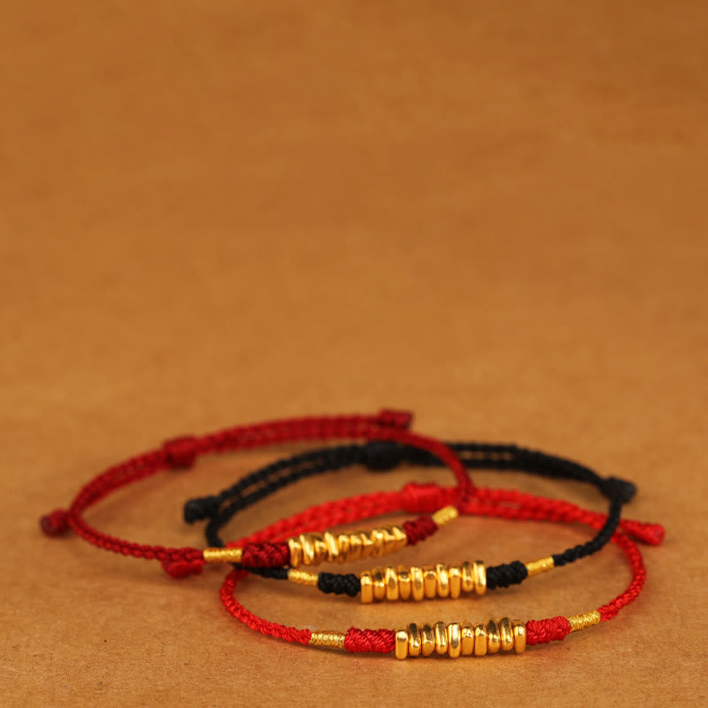 Wear FengShui 999 Gold Small Pieces String Protection Luck Ultra-Thin Braided Bracelet