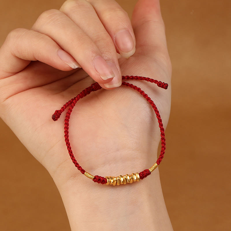 Wear FengShui 999 Gold Small Pieces String Protection Luck Ultra-Thin Braided Bracelet