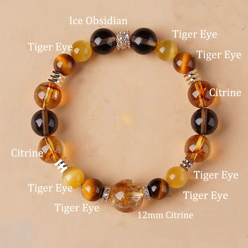 Wear FengShui Citrine Topaz Tiger Eye Happiness Bracelet