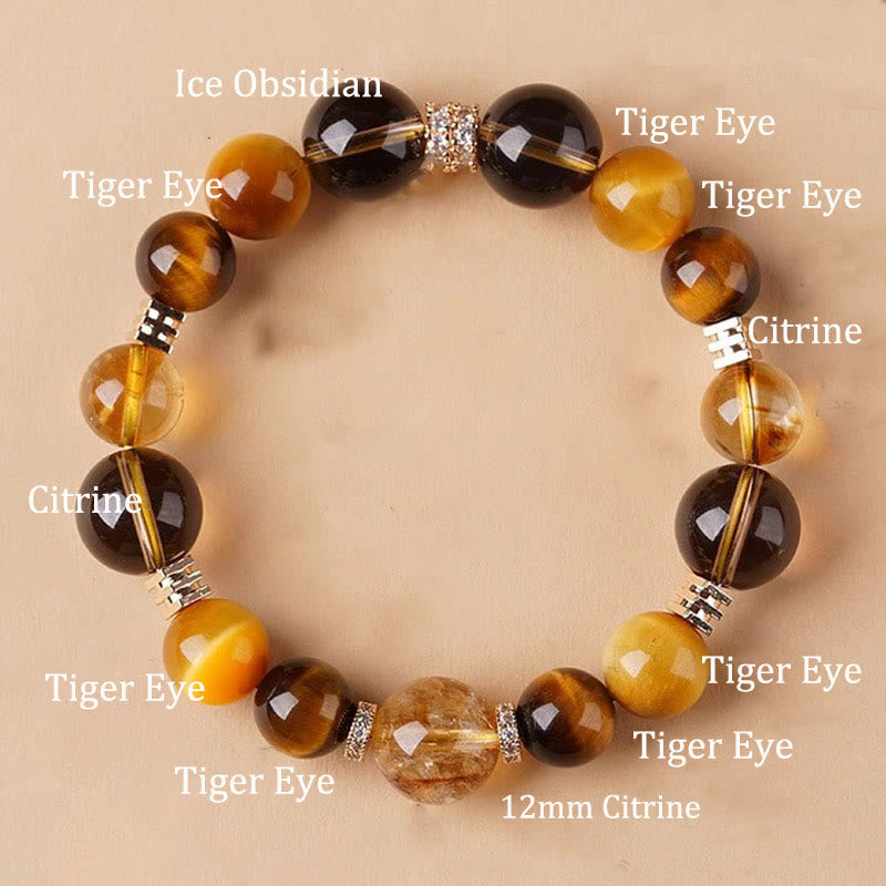 Wear FengShui Citrine Topaz Tiger Eye Happiness Bracelet