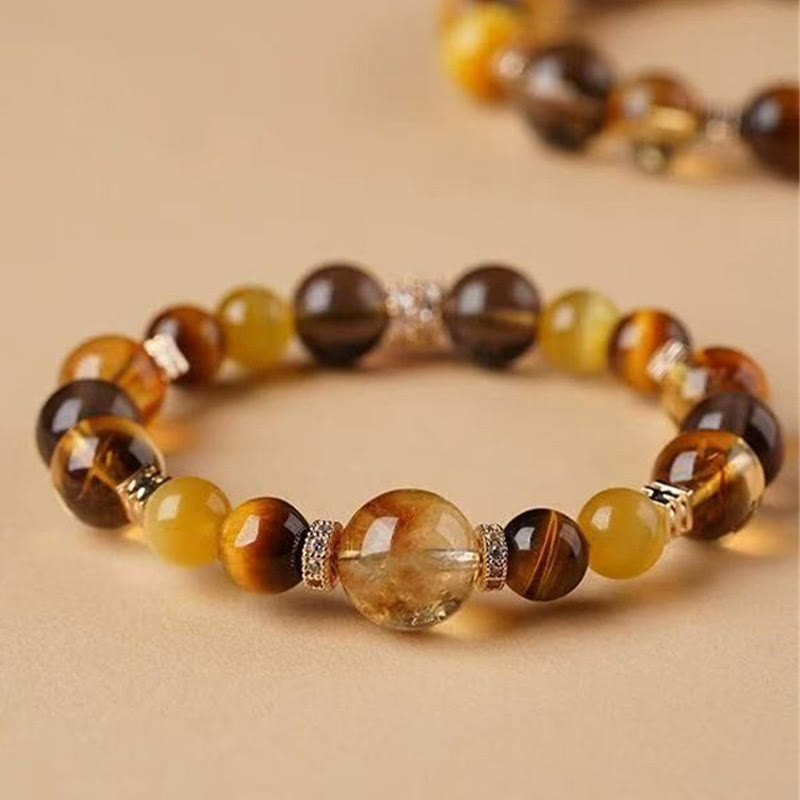 Wear FengShui Citrine Topaz Tiger Eye Happiness Bracelet