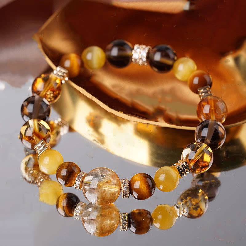 Wear FengShui Citrine Topaz Tiger Eye Happiness Bracelet