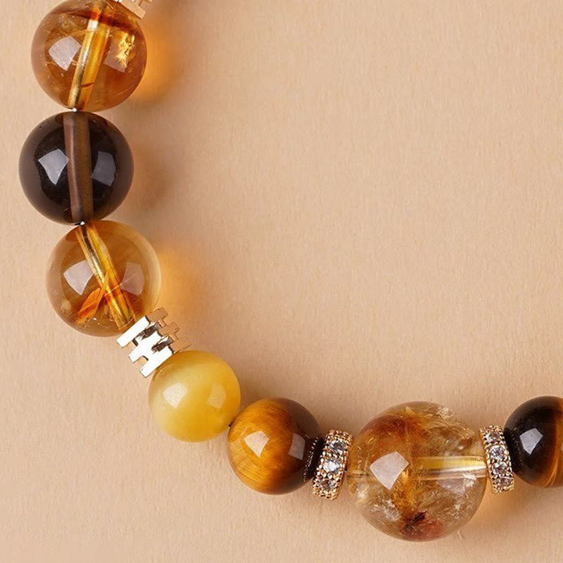 Wear FengShui Citrine Topaz Tiger Eye Happiness Bracelet