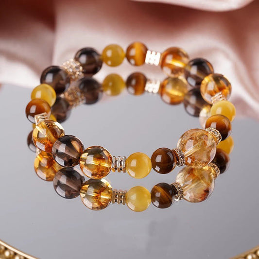 Wear FengShui Citrine Topaz Tiger Eye Happiness Bracelet